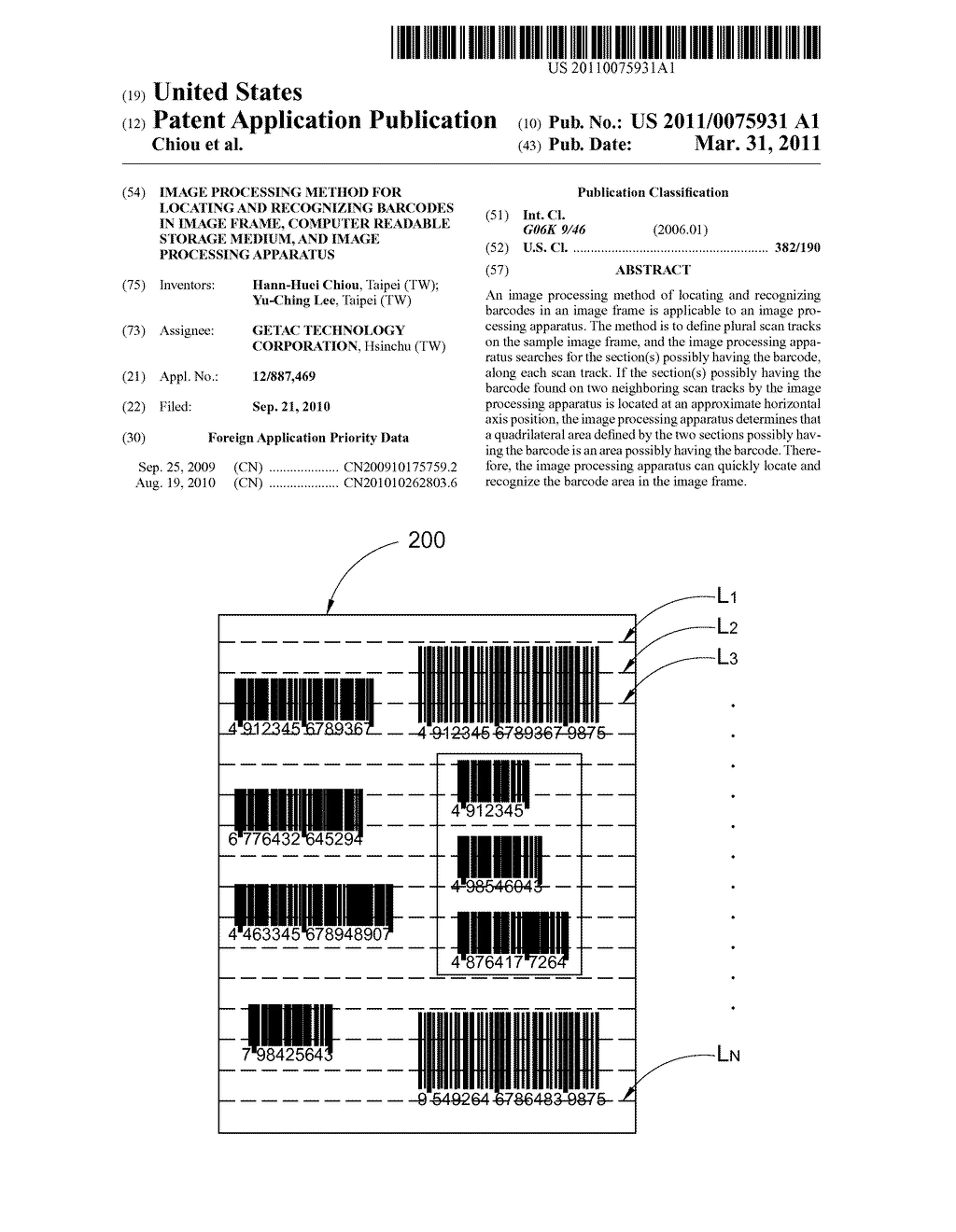 IMAGE PROCESSING METHOD FOR LOCATING AND RECOGNIZING BARCODES IN IMAGE FRAME, COMPUTER READABLE STORAGE MEDIUM, AND IMAGE PROCESSING APPARATUS - diagram, schematic, and image 01
