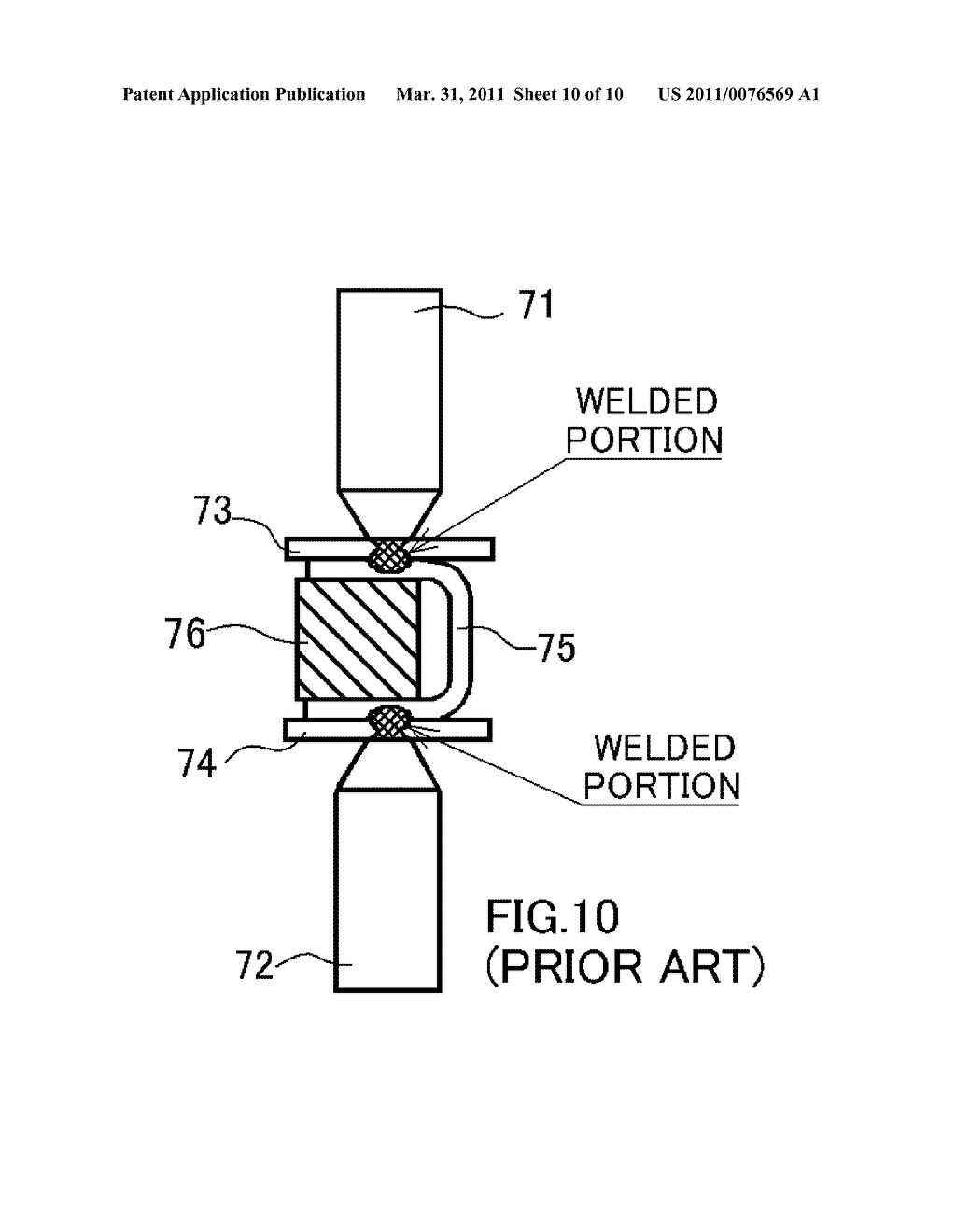 CURRENT CARRYING BLOCK FOR RESISTANCE WELDING, AND METHOD FOR MANUFACTURING SEALED BATTERY AND SEALED BATTERY EACH USING THE CURRENT CARRYING BLOCK - diagram, schematic, and image 11