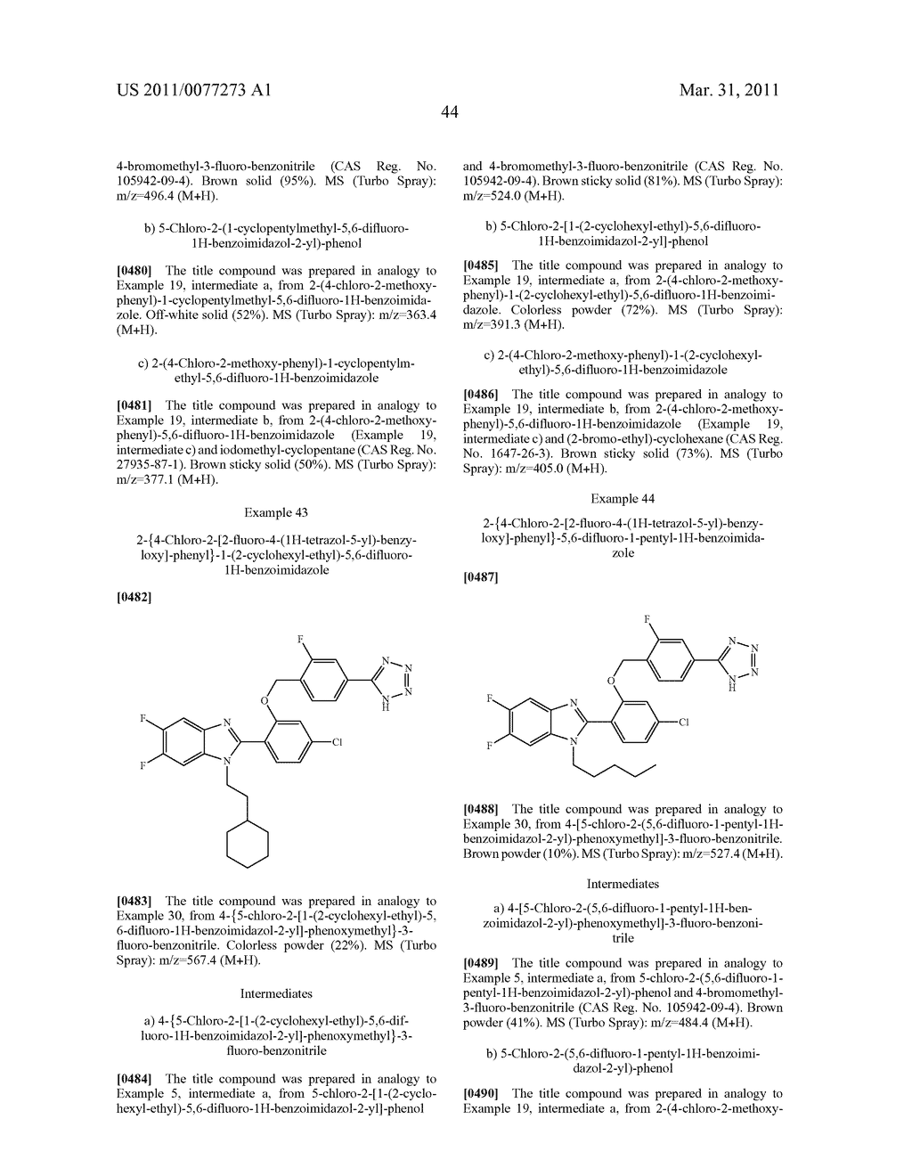 NEW BENZIMIDAZOLE DERIVATIVES - diagram, schematic, and image 45