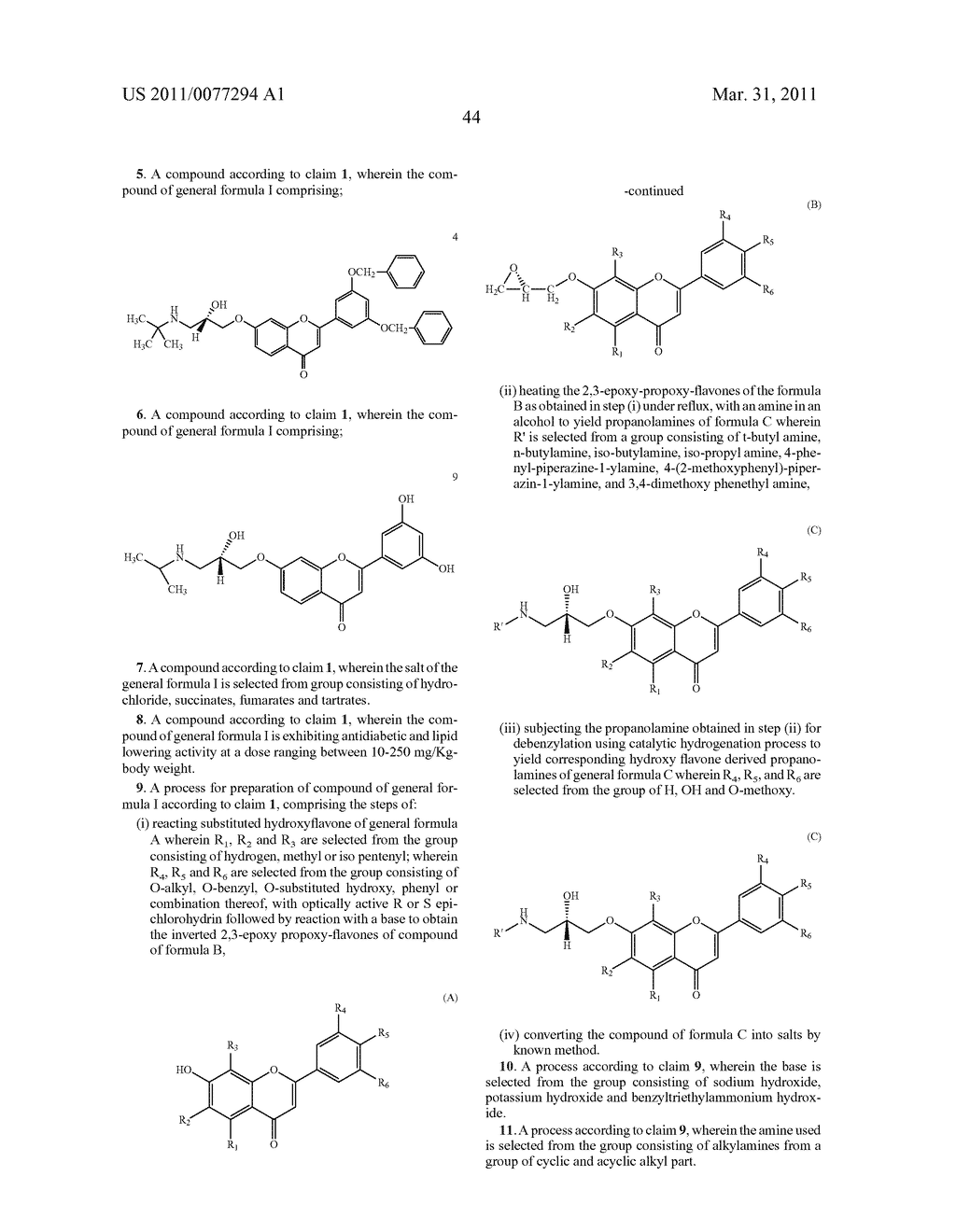 R-(-) / S-(+)-7-[3-N SUBSTITUTED AMINO-2 HYDROXYPROPOXY] FLAVONES - diagram, schematic, and image 45