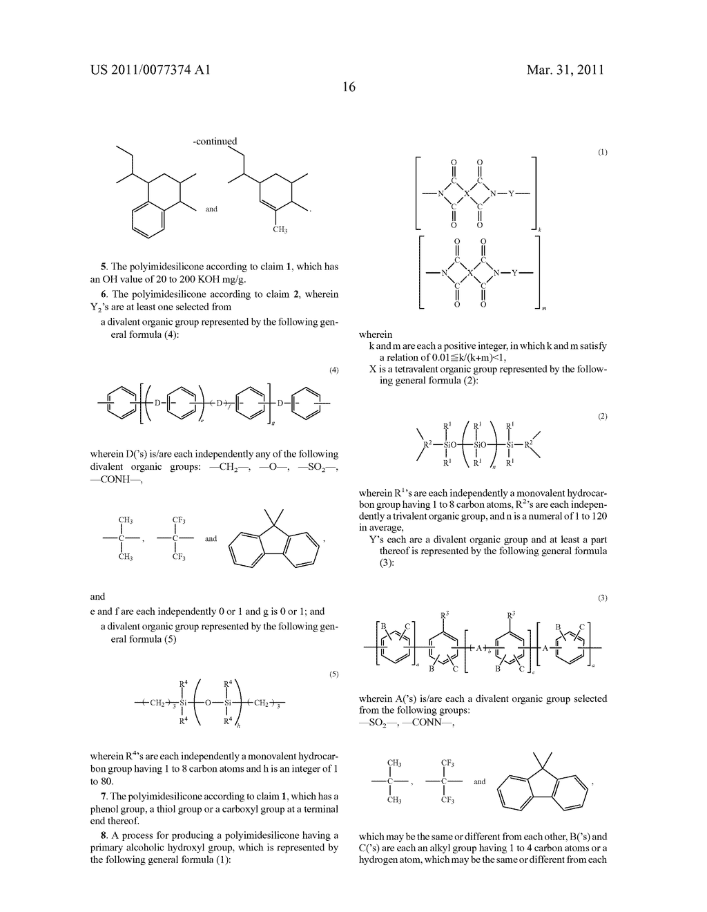 NOVEL POLYIMIDESILICONE HAVING ALCOHOLIC HYDROXYL GROUP AND PROCESS FOR PRODUCING THE SAME - diagram, schematic, and image 19