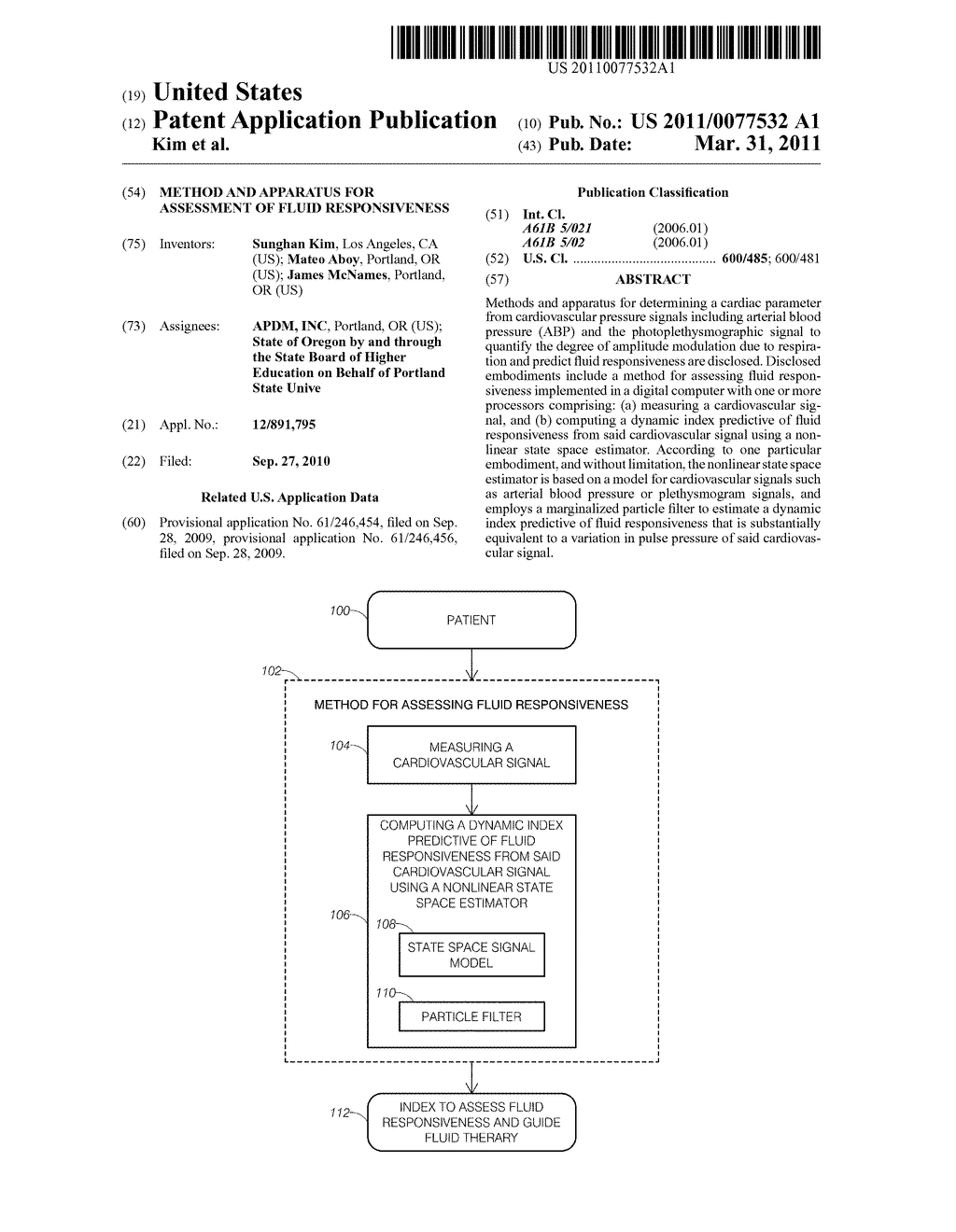 Method and Apparatus for Assessment of Fluid Responsiveness - diagram, schematic, and image 01