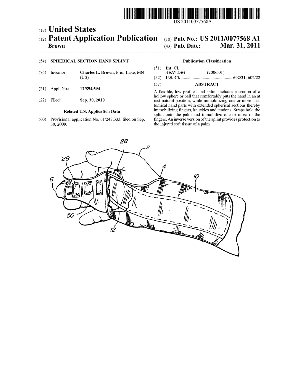 SPHERICAL SECTION HAND SPLINT - diagram, schematic, and image 01