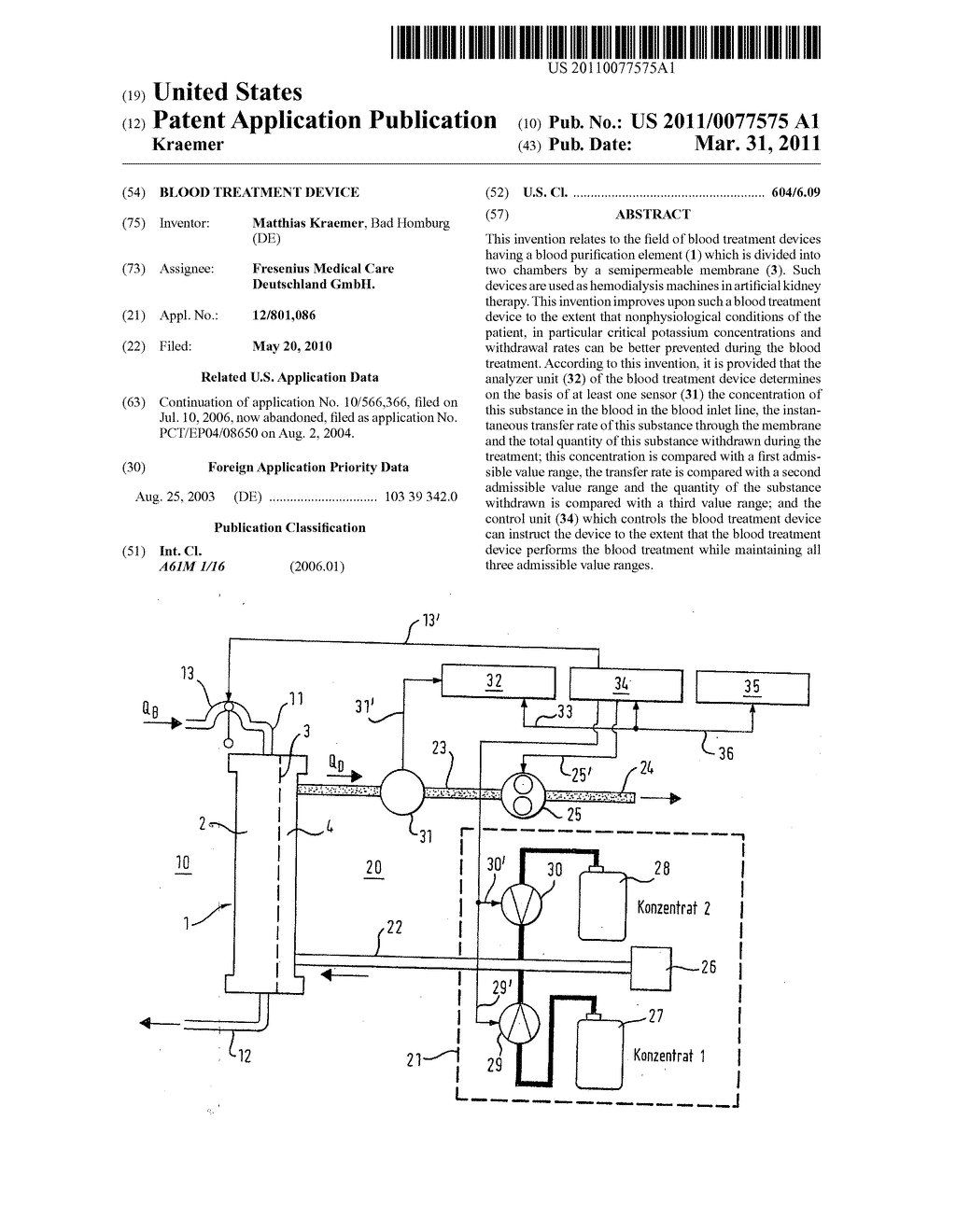 Blood treatment device - diagram, schematic, and image 01