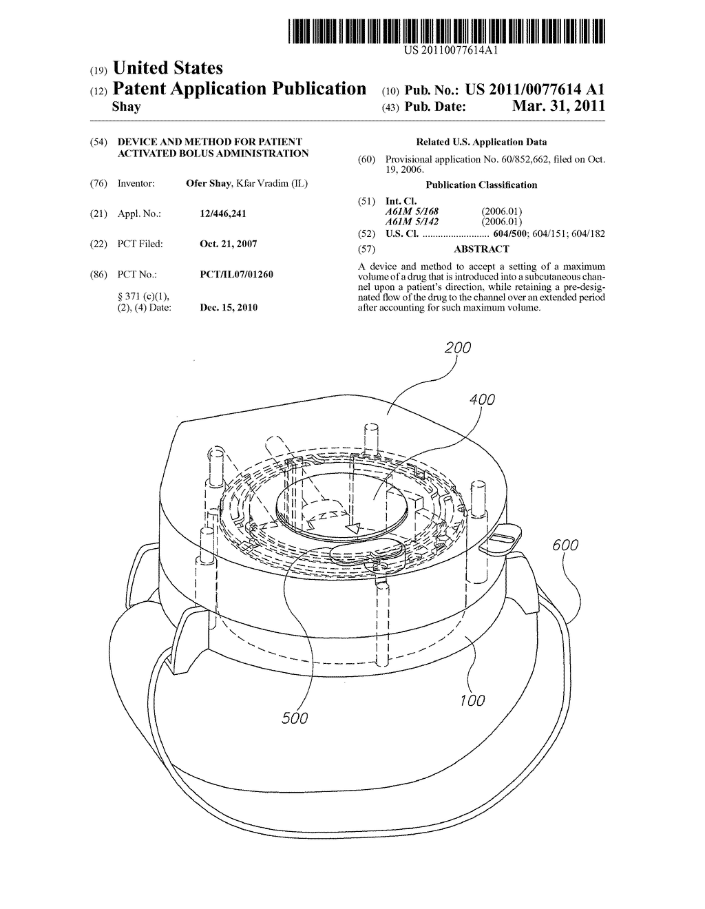 DEVICE AND METHOD FOR PATIENT ACTIVATED BOLUS ADMINISTRATION - diagram, schematic, and image 01