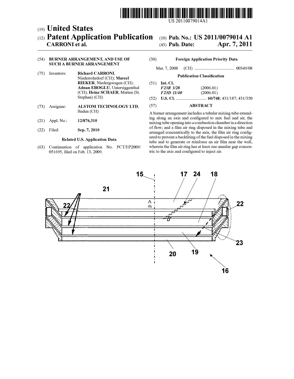 BURNER ARRANGEMENT, AND USE OF SUCH A BURNER ARRANGEMENT - diagram, schematic, and image 01