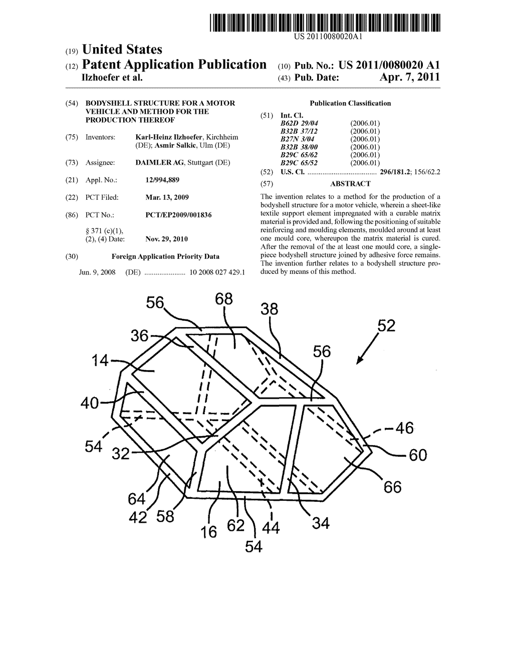 BODYSHELL STRUCTURE FOR A MOTOR VEHICLE AND METHOD FOR THE PRODUCTION THEREOF - diagram, schematic, and image 01