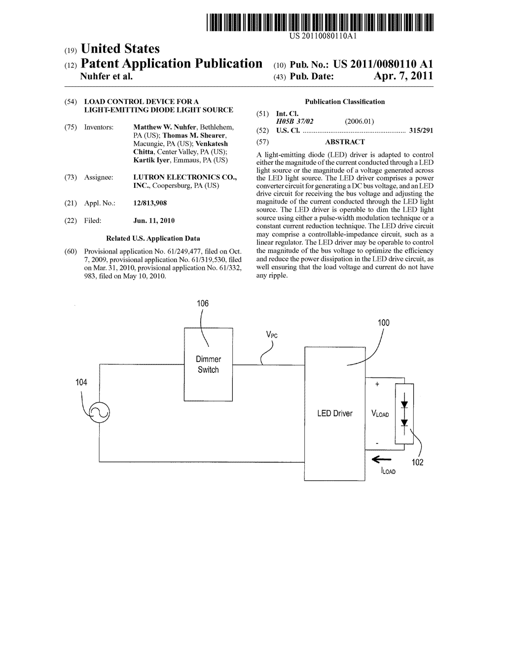 LOAD CONTROL DEVICE FOR A LIGHT-EMITTING DIODE LIGHT SOURCE - diagram, schematic, and image 01