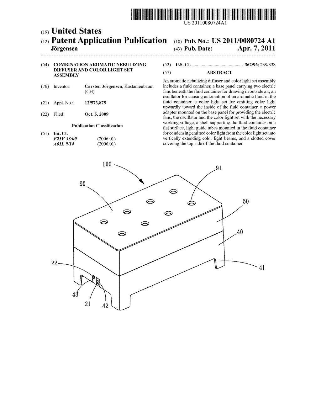 Combination Aromatic Nebulizing Diffuser and Color Light Set Assembly - diagram, schematic, and image 01