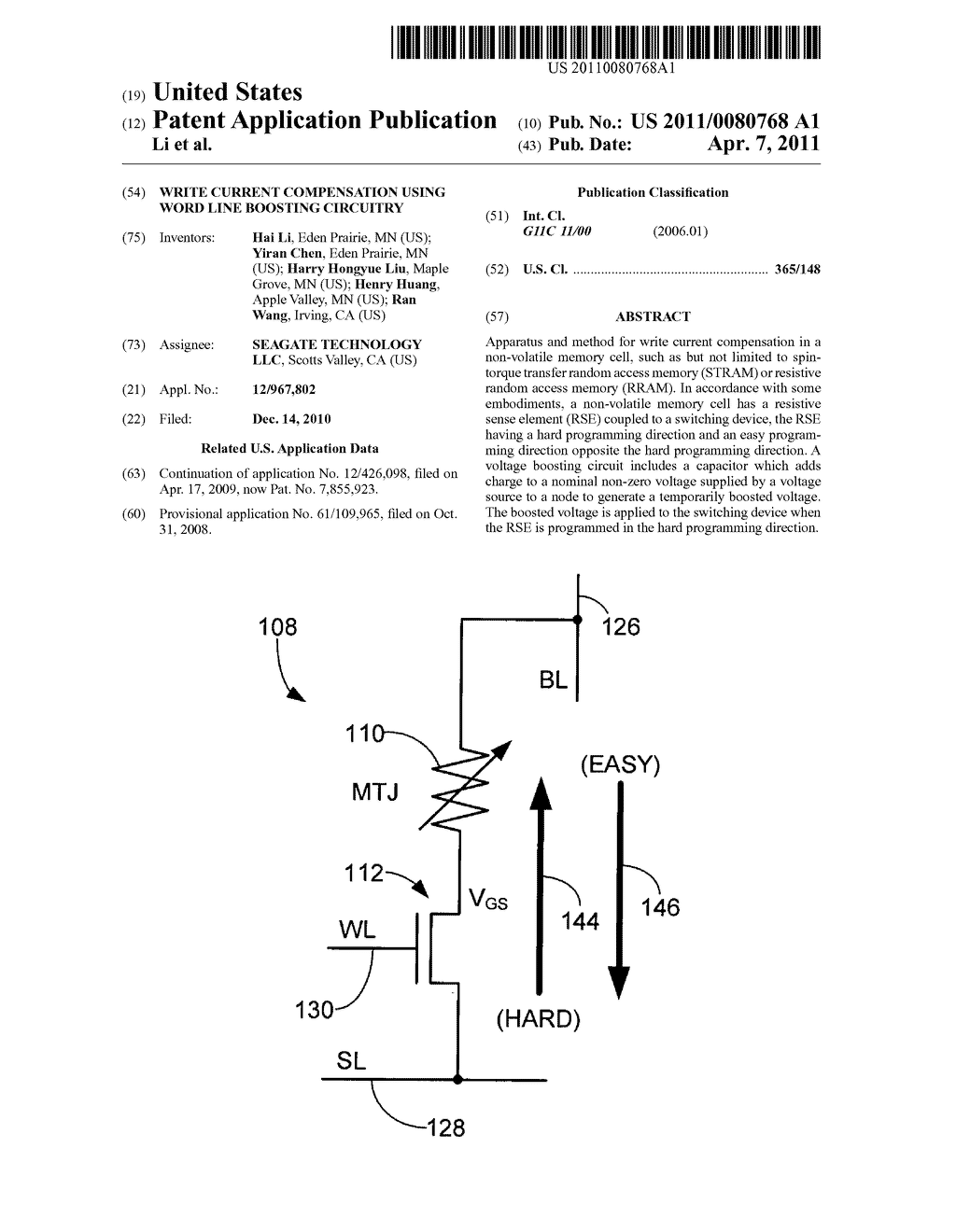 WRITE CURRENT COMPENSATION USING WORD LINE BOOSTING CIRCUITRY - diagram, schematic, and image 01