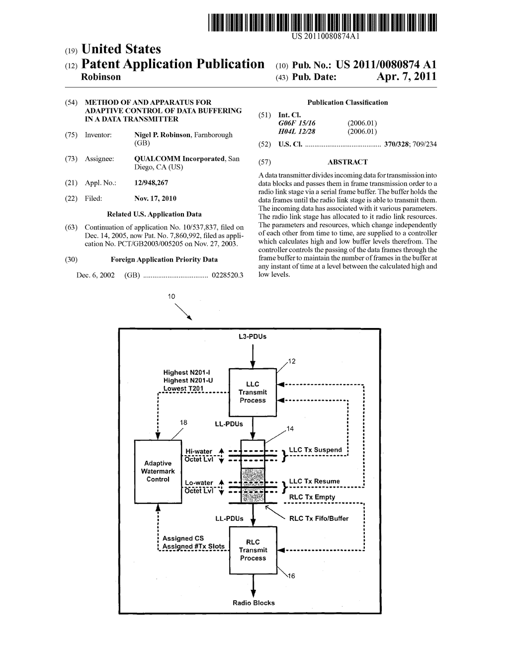 Method of and Apparatus for Adaptive Control of Data Buffering in a Data Transmitter - diagram, schematic, and image 01