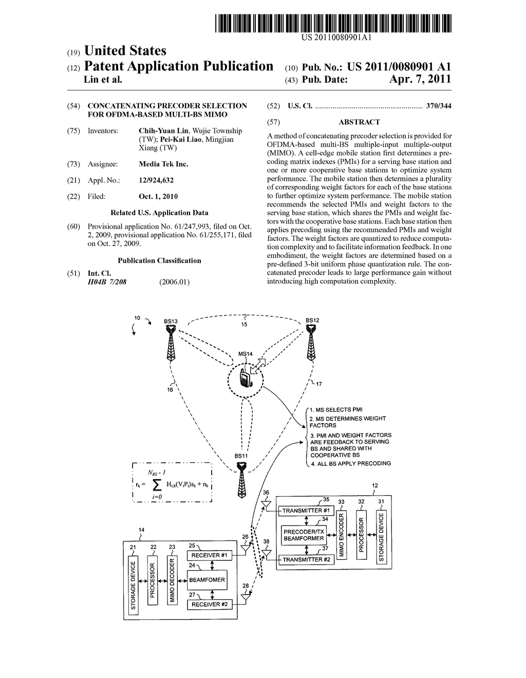 Concatenating precoder selection for OFDMA-based multi-BS MIMO - diagram, schematic, and image 01