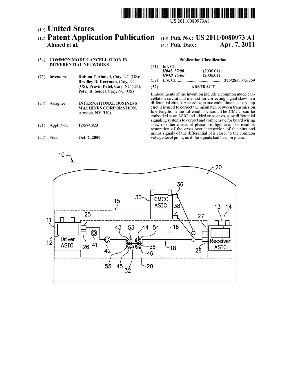 COMMON MODE CANCELLATION IN DIFFERENTIAL NETWORKS - diagram, schematic, and image 01