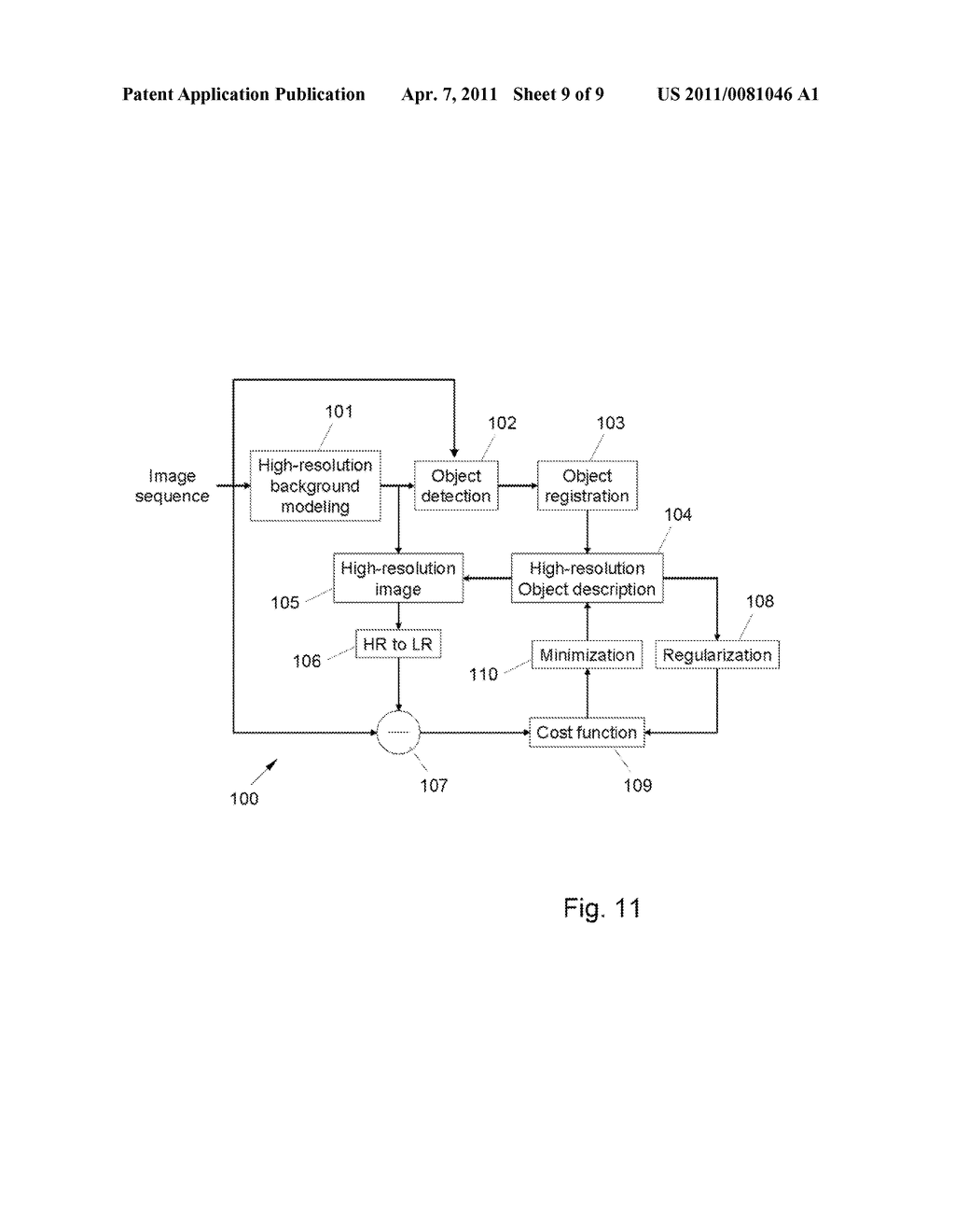 METHOD OF IMPROVING THE RESOLUTION OF A MOVING OBJECT IN A DIGITAL IMAGE SEQUENCE - diagram, schematic, and image 10