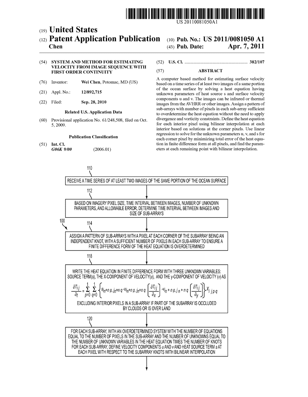 System and Method for Estimating Velocity from Image Sequence with First Order Continuity - diagram, schematic, and image 01