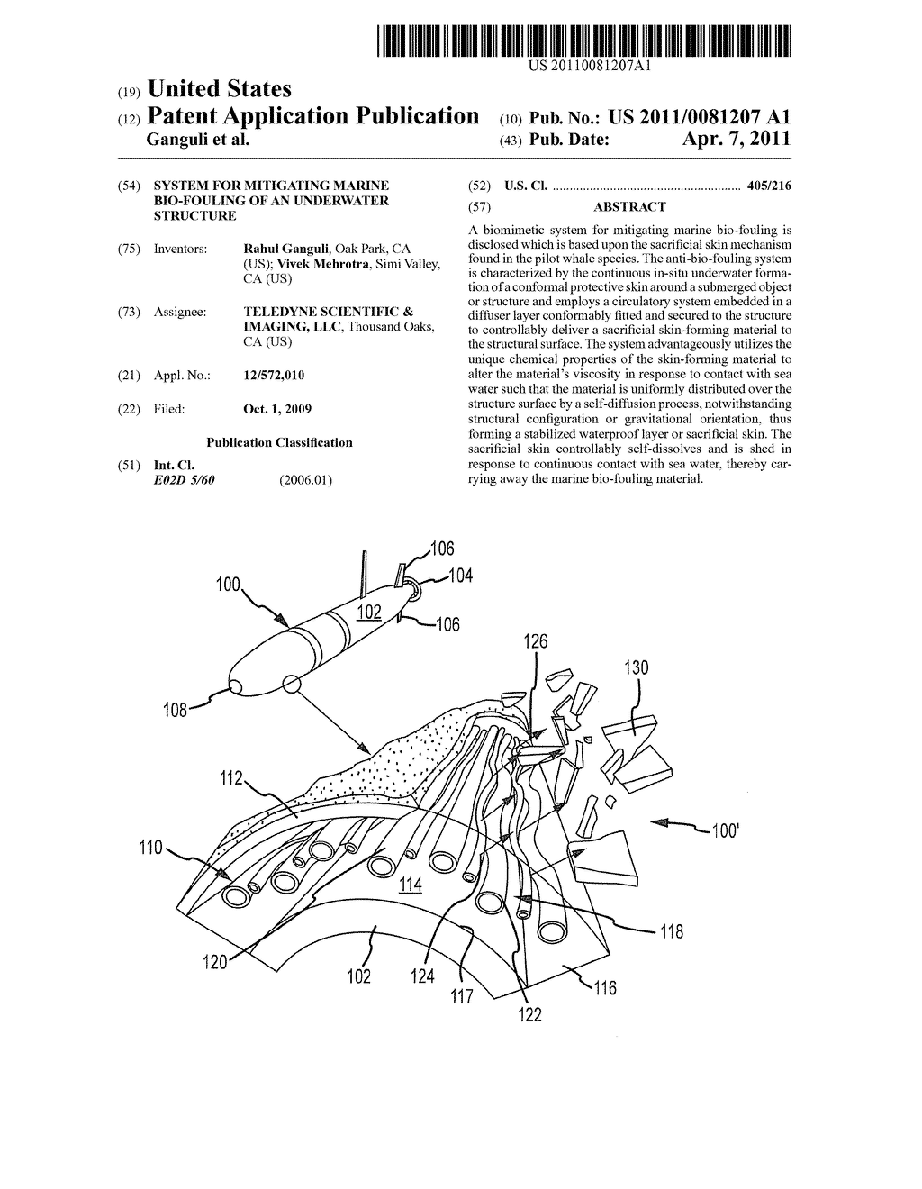 SYSTEM FOR MITIGATING MARINE BIO-FOULING OF AN UNDERWATER STRUCTURE - diagram, schematic, and image 01