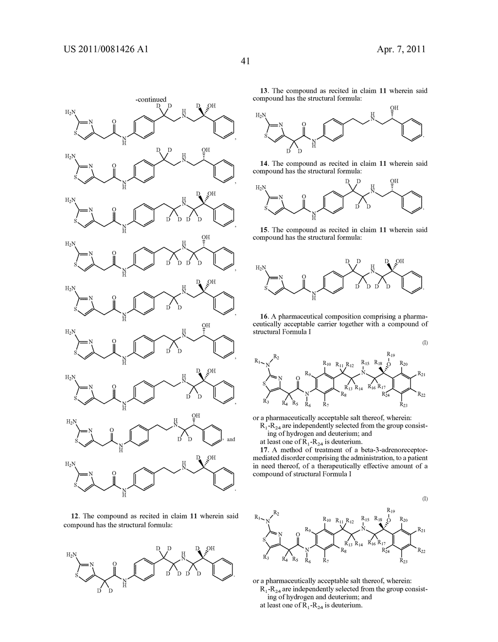 AMINOTHIAZOLE MODULATORS OF BETA-3-ADRENORECEPTOR - diagram, schematic, and image 42