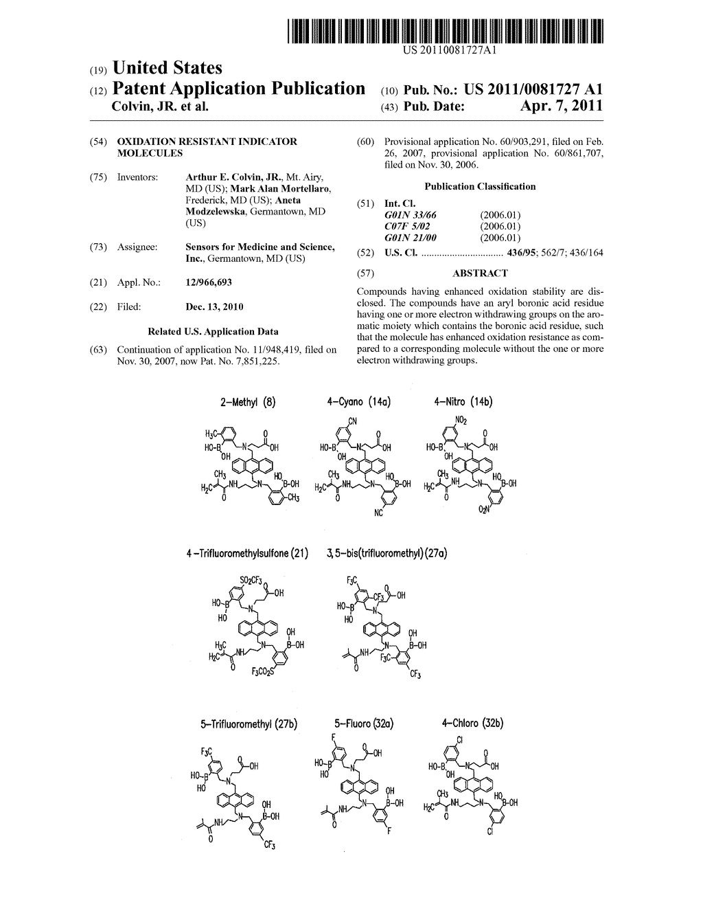 Oxidation Resistant Indicator Molecules - diagram, schematic, and image 01