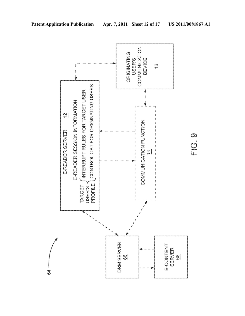 SYSTEM AND METHOD FOR CONTROLLING COMMUNICATIONS DURING AN E-READER SESSION - diagram, schematic, and image 13