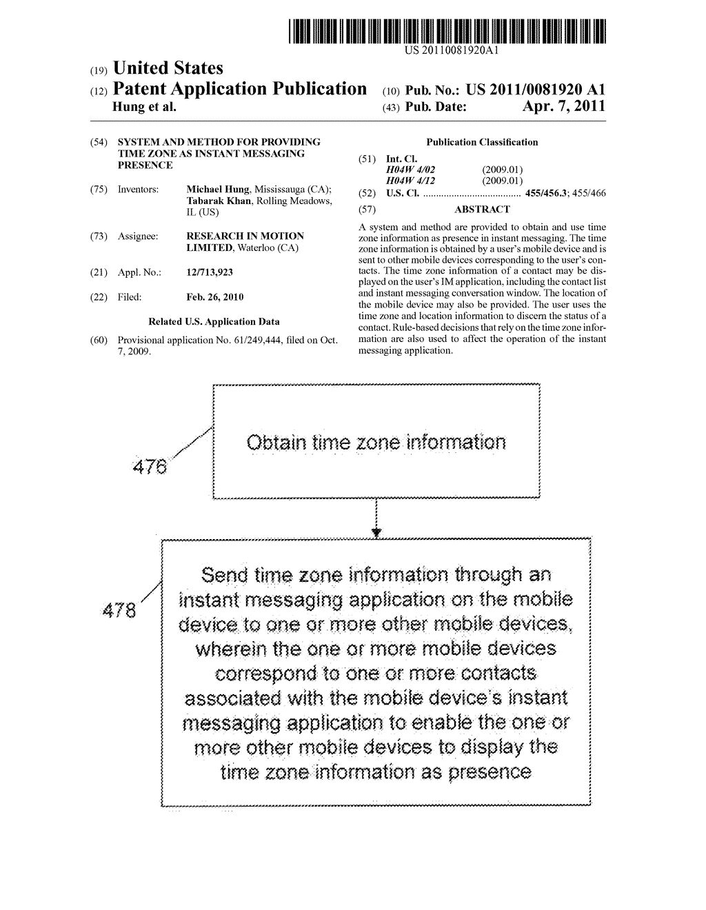 SYSTEM AND METHOD FOR PROVIDING TIME ZONE AS INSTANT MESSAGING PRESENCE - diagram, schematic, and image 01