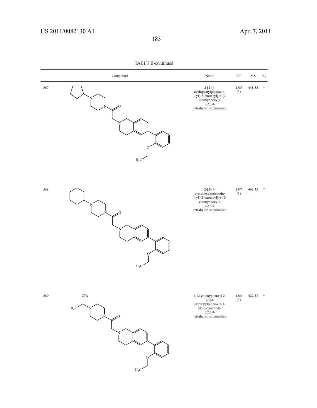 PIPERAZINYL OXOALKYL TETRAHYDROISOQUINOLINES AND RELATED ANALOGUES - diagram, schematic, and image 184