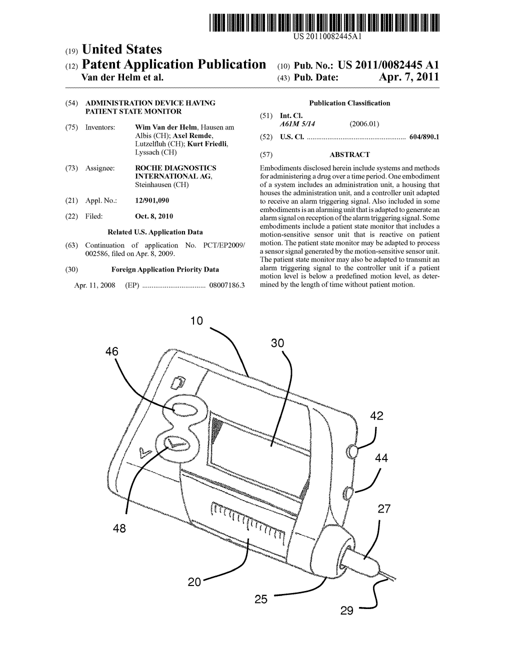 ADMINISTRATION DEVICE HAVING PATIENT STATE MONITOR - diagram, schematic, and image 01