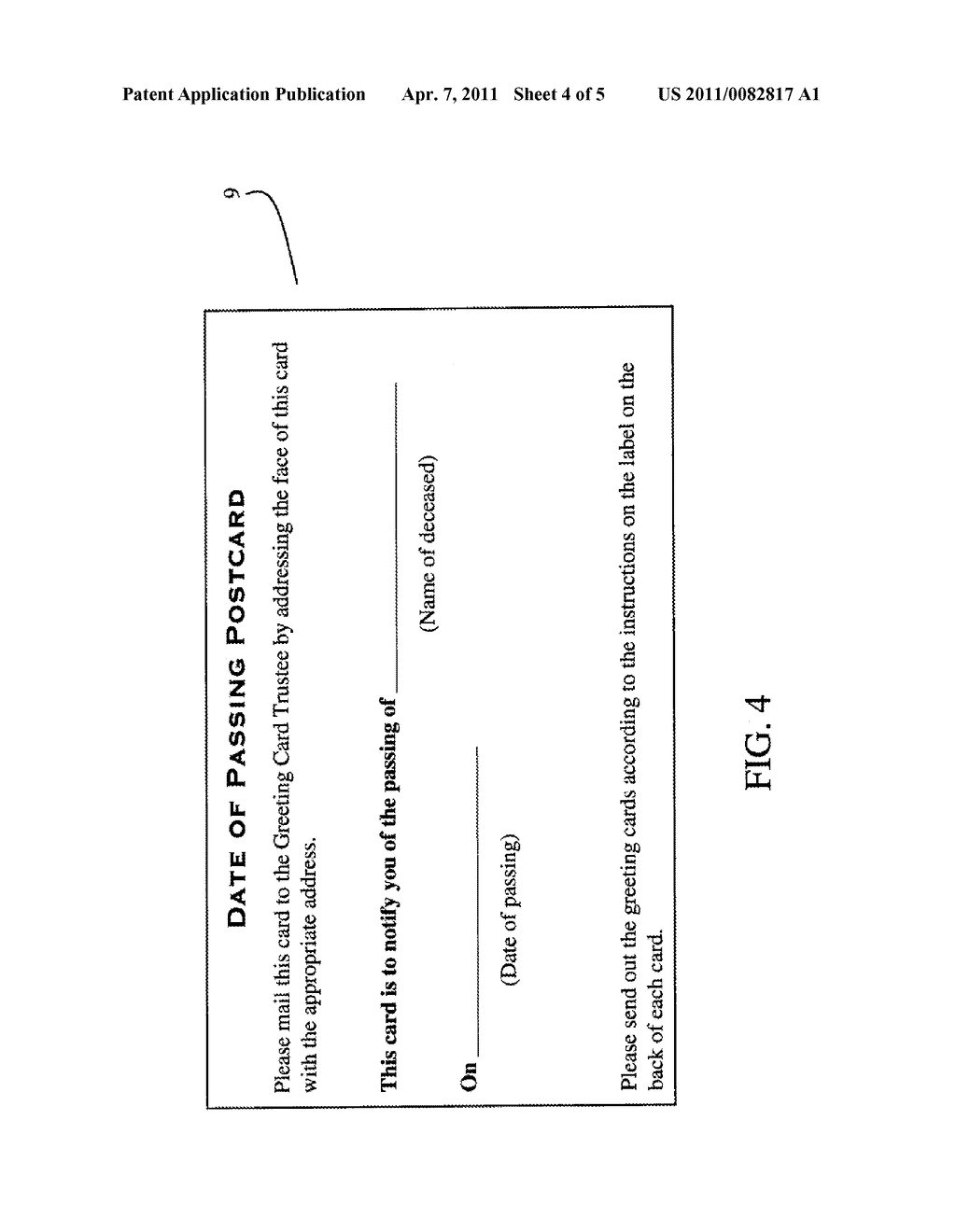 METHOD FOR POSTHUMOUS DELIVERY OF GREETING CARDS - diagram, schematic, and image 05