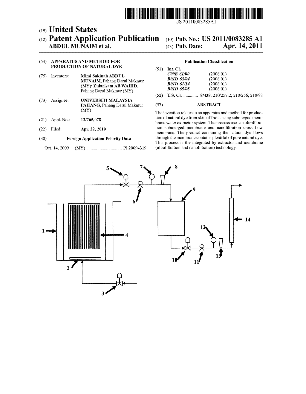 APPARATUS AND METHOD FOR PRODUCTION OF NATURAL DYE - diagram, schematic, and image 01