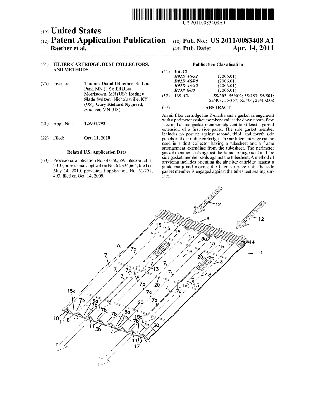 FILTER CARTRIDGE, DUST COLLECTORS, AND METHODS - diagram, schematic, and image 01