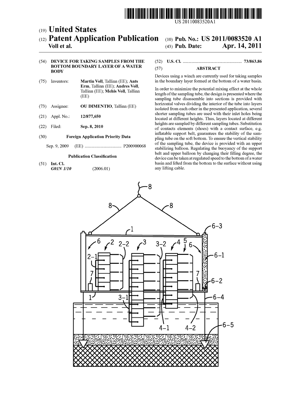 Device for Taking Samples from the Bottom Boundary Layer of a Water Body - diagram, schematic, and image 01