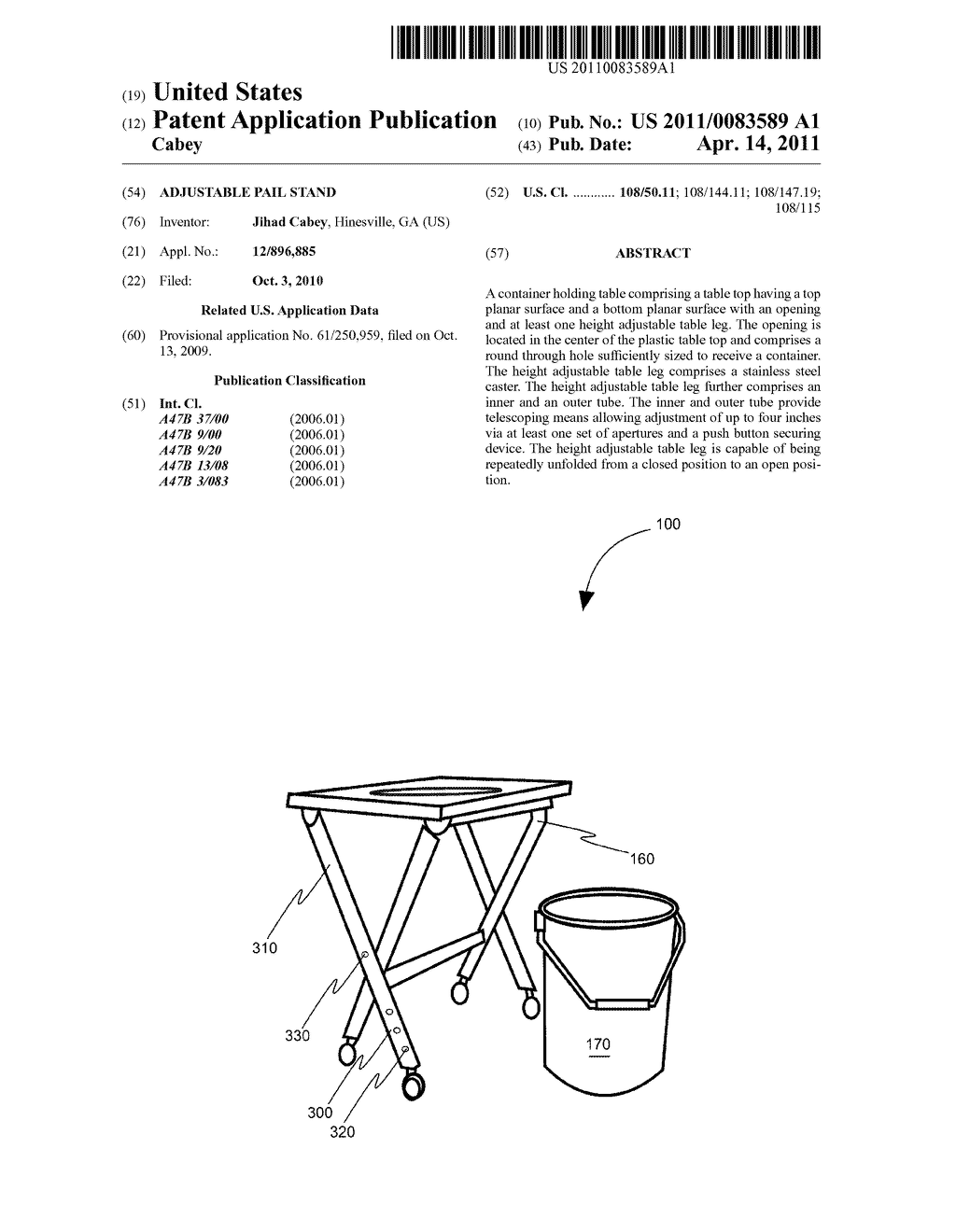 ADJUSTABLE PAIL STAND - diagram, schematic, and image 01