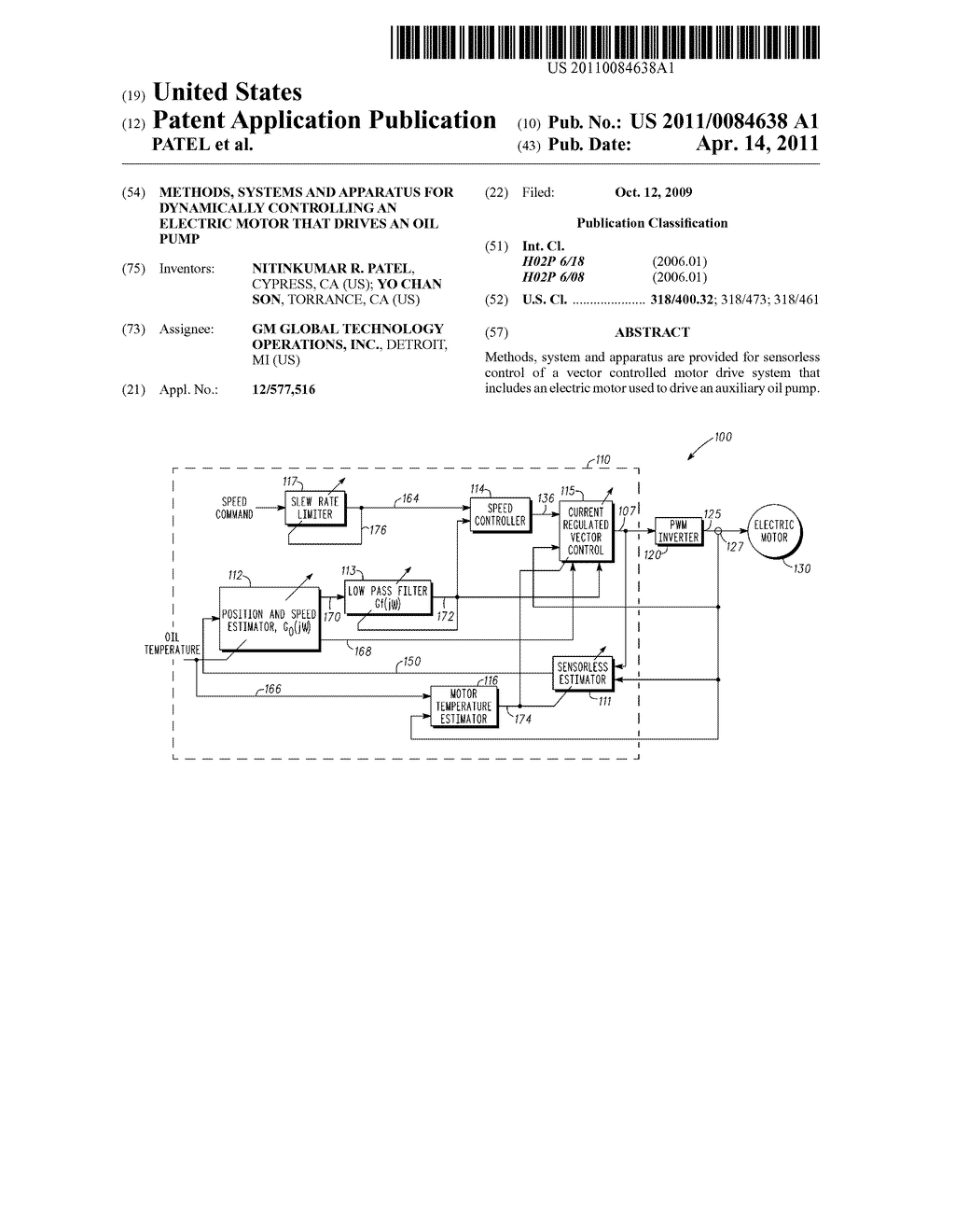 METHODS, SYSTEMS AND APPARATUS FOR DYNAMICALLY CONTROLLING AN ELECTRIC MOTOR THAT DRIVES AN OIL PUMP - diagram, schematic, and image 01