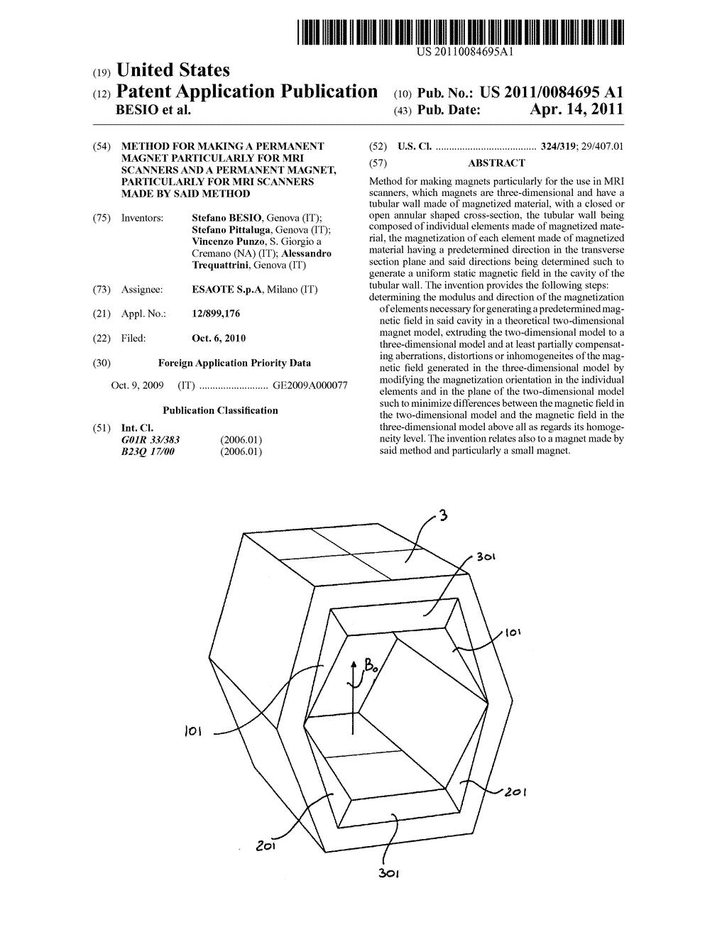 METHOD FOR MAKING A PERMANENT MAGNET PARTICULARLY FOR MRI SCANNERS AND A PERMANENT MAGNET, PARTICULARLY FOR MRI SCANNERS MADE BY SAID METHOD - diagram, schematic, and image 01