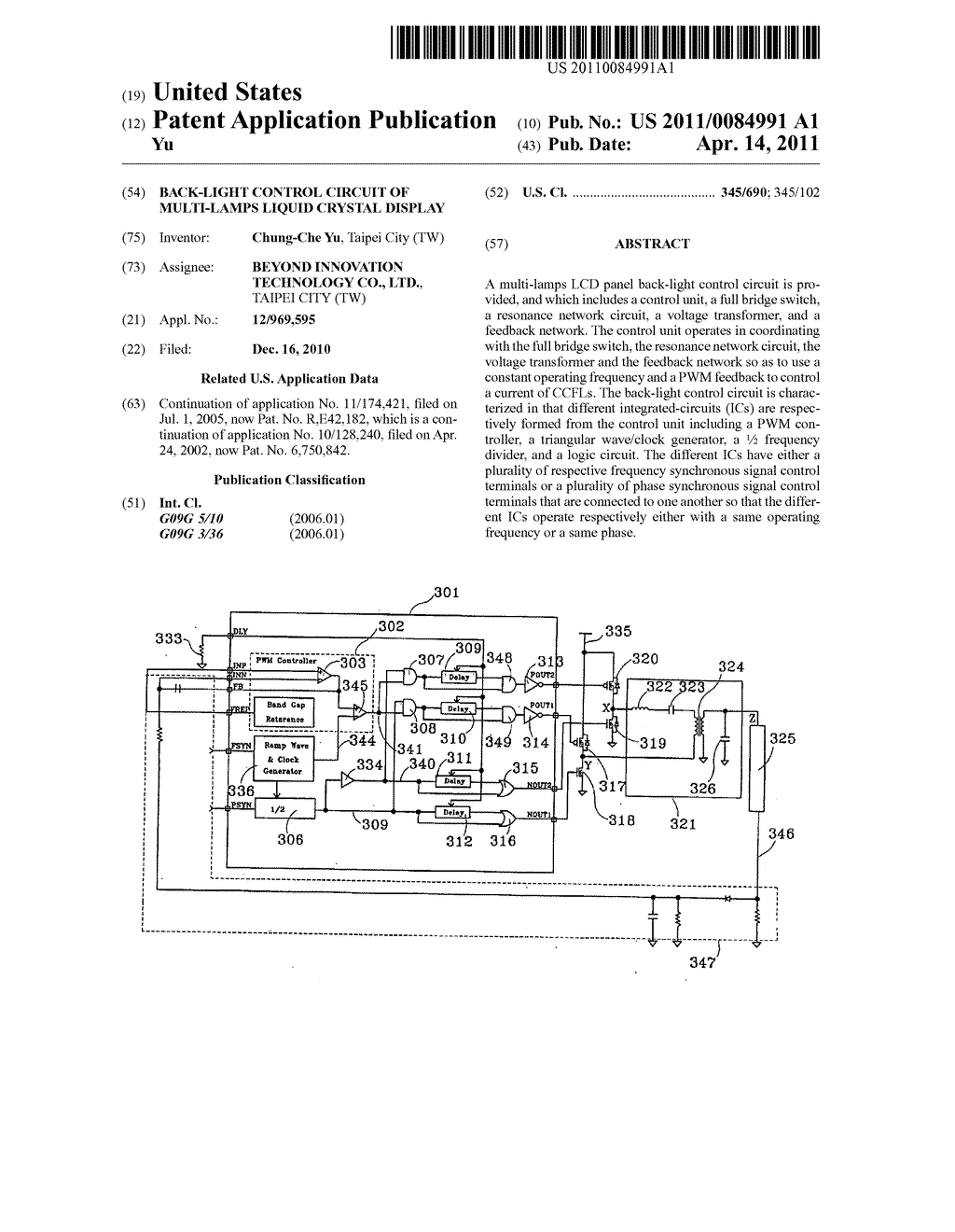 BACK-LIGHT CONTROL CIRCUIT OF MULTI-LAMPS LIQUID CRYSTAL DISPLAY - diagram, schematic, and image 01