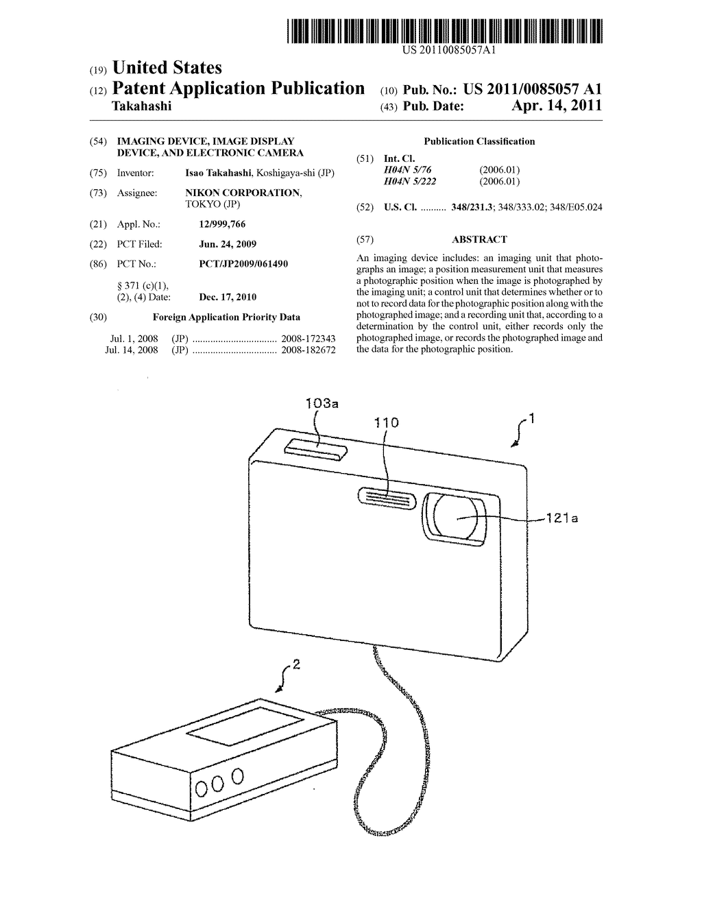 IMAGING DEVICE, IMAGE DISPLAY DEVICE, AND ELECTRONIC CAMERA - diagram, schematic, and image 01