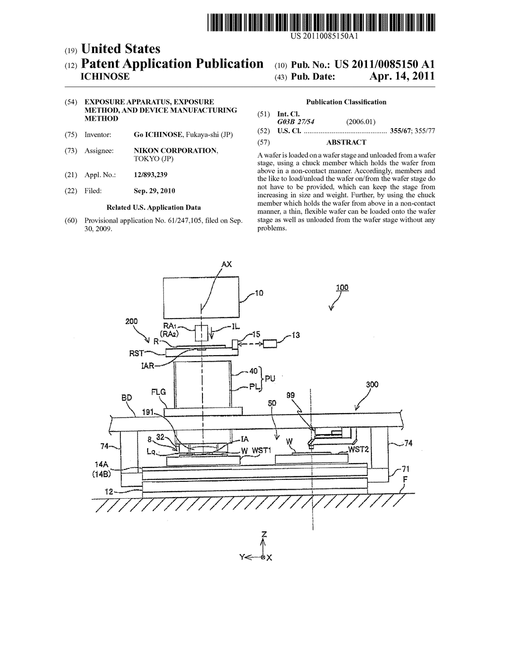 EXPOSURE APPARATUS, EXPOSURE METHOD, AND DEVICE MANUFACTURING METHOD - diagram, schematic, and image 01