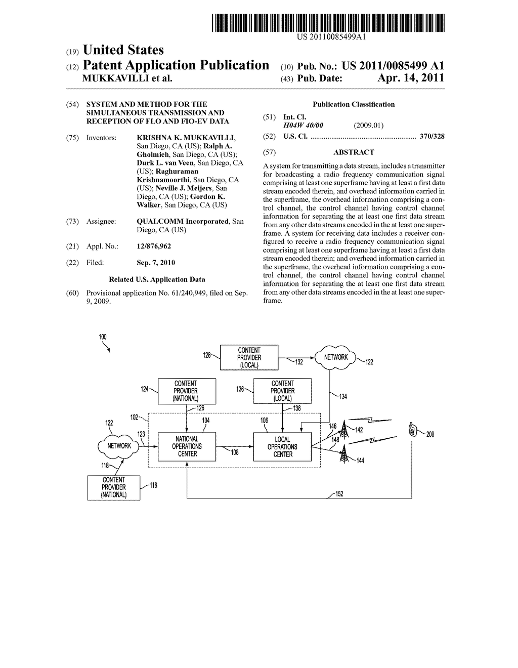 SYSTEM AND METHOD FOR THE SIMULTANEOUS TRANSMISSION AND RECEPTION OF FLO AND FIO-EV DATA - diagram, schematic, and image 01