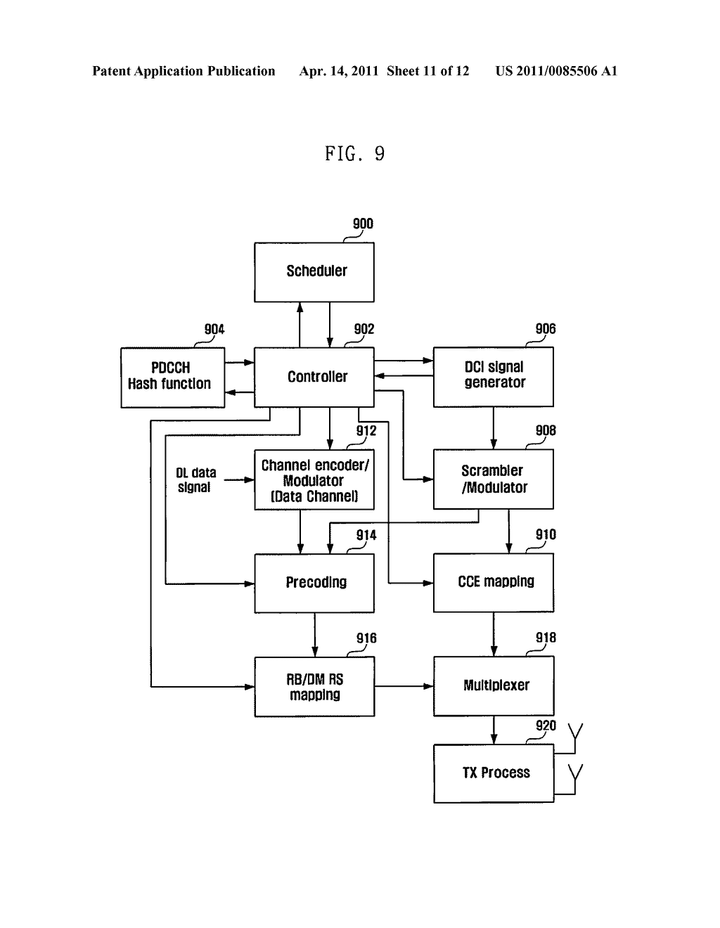 METHOD AND APPARATUS FOR TRANSMITTING AND RECEIVING MULTI-USER CONTROL CHANNELS IN A WIRELESS COMMUNICATION SYSTEM WITH MULTIPLE ANTENNAS - diagram, schematic, and image 12
