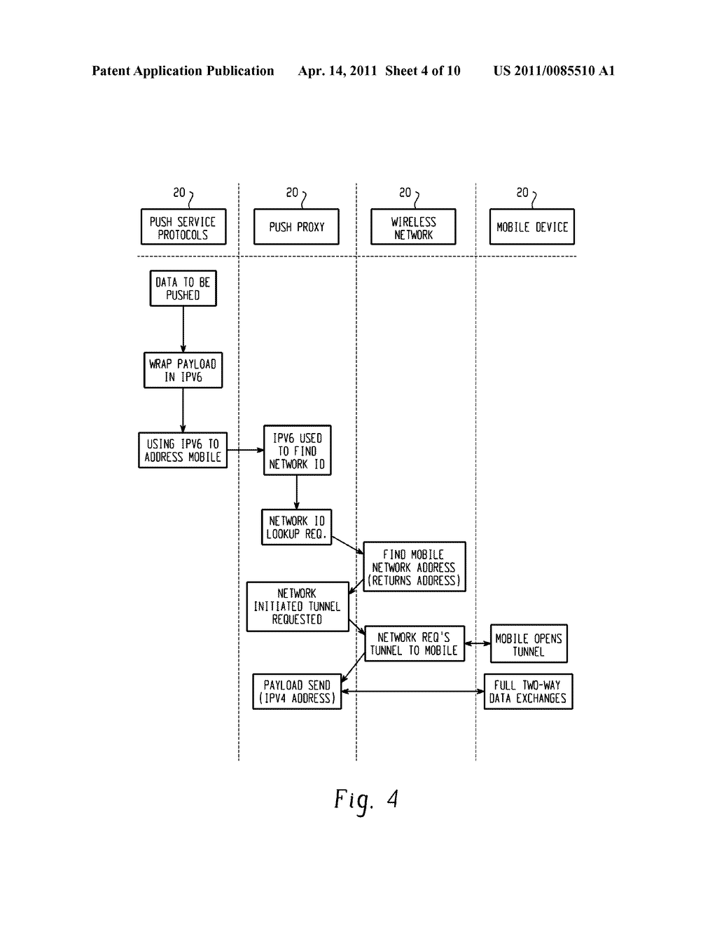 SYSTEM AND METHOD FOR ADDRESSING A MOBILE DEVICE IN AN IP-BASED WIRELESS NETWORK - diagram, schematic, and image 05