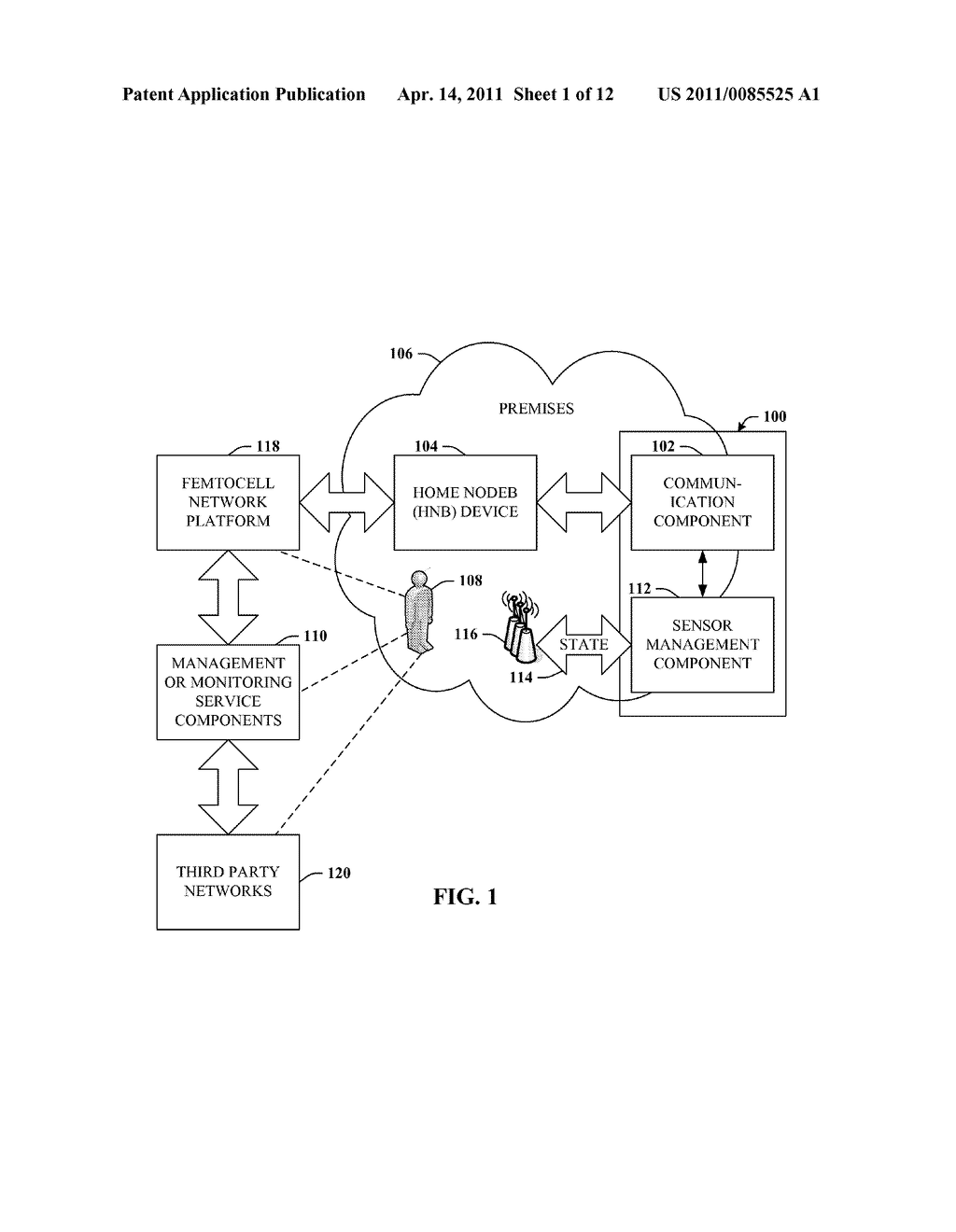 LEVERAGING A FEMTOCELL NETWORK FOR PREMISES MANAGEMENT OR MONITORING - diagram, schematic, and image 02