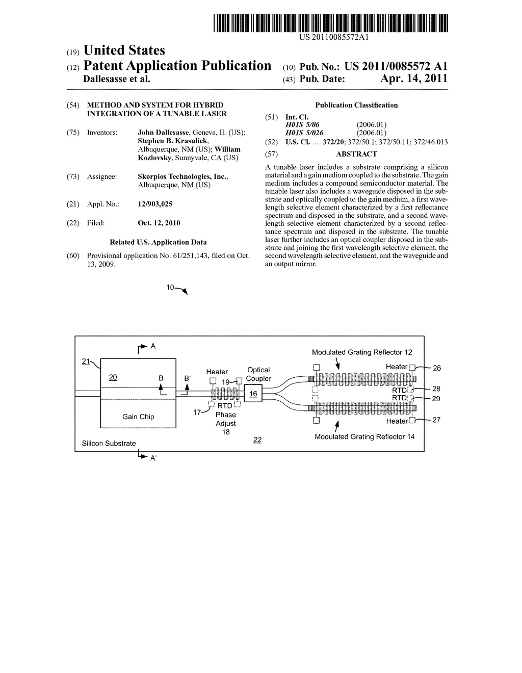 METHOD AND SYSTEM FOR HYBRID INTEGRATION OF A TUNABLE LASER - diagram, schematic, and image 01