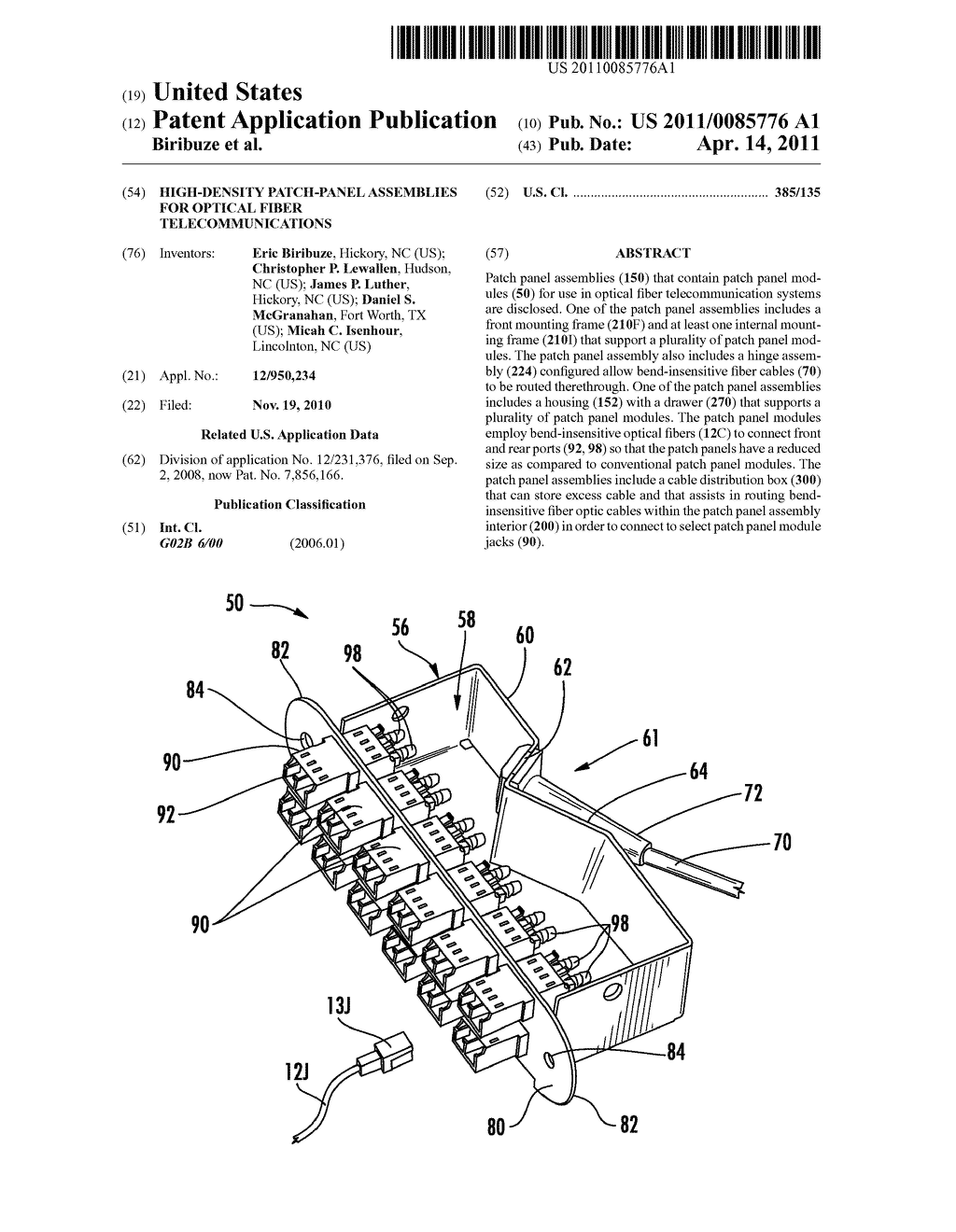 High-Density Patch-Panel Assemblies for Optical Fiber Telecommunications - diagram, schematic, and image 01