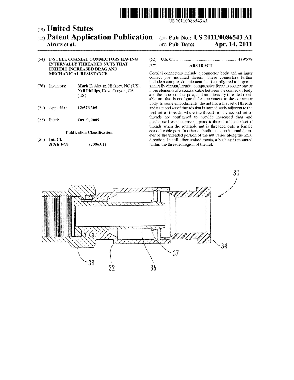 F-Style Coaxial Connectors Having Internally Threaded Nuts that Exhibit Increased Drag and Mechanical Resistance - diagram, schematic, and image 01