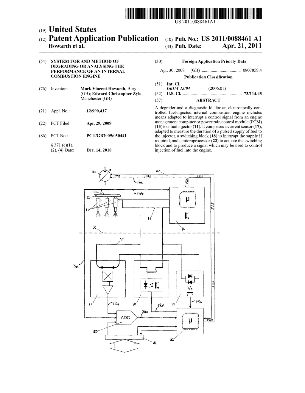 SYSTEM FOR AND METHOD OF DEGRADING OR ANALYSING THE PERFORMANCE OF AN INTERNAL COMBUSTION ENGINE - diagram, schematic, and image 01