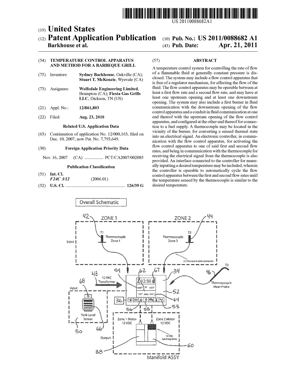 TEMPERATURE CONTROL APPARATUS AND METHOD FOR A BARBEQUE GRILL - diagram, schematic, and image 01