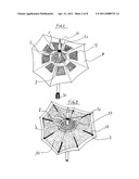 WEATHER-RESISTANT UMBRELLA OR PARASOL HAVING EXTENSIBLE COMPARTMENTED AND INDEPENDENT OPENINGS diagram and image