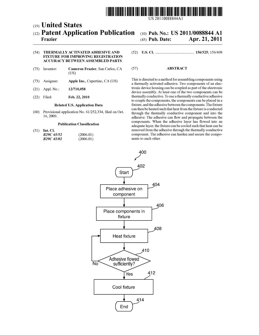 THERMALLY ACTIVATED ADHESIVE AND FIXTURE FOR IMPROVING REGISTRATION ACCURACY BETWEEN ASSEMBLED PARTS - diagram, schematic, and image 01