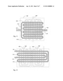 Heat absorbing or dissipating device with piping staggered and uniformly distributed by temperature difference diagram and image