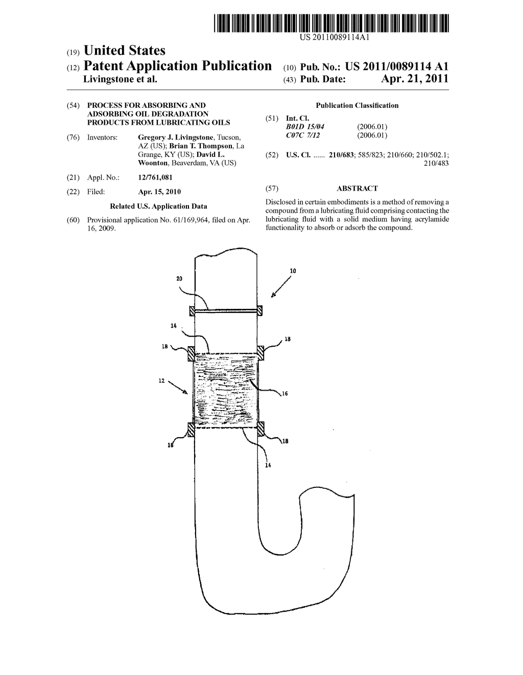 PROCESS FOR ABSORBING AND ADSORBING OIL DEGRADATION PRODUCTS FROM LUBRICATING OILS - diagram, schematic, and image 01