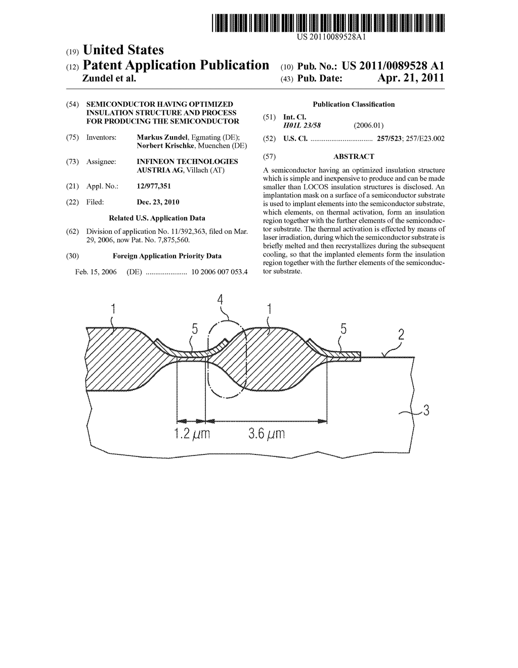 SEMICONDUCTOR HAVING OPTIMIZED INSULATION STRUCTURE AND PROCESS FOR PRODUCING THE SEMICONDUCTOR - diagram, schematic, and image 01